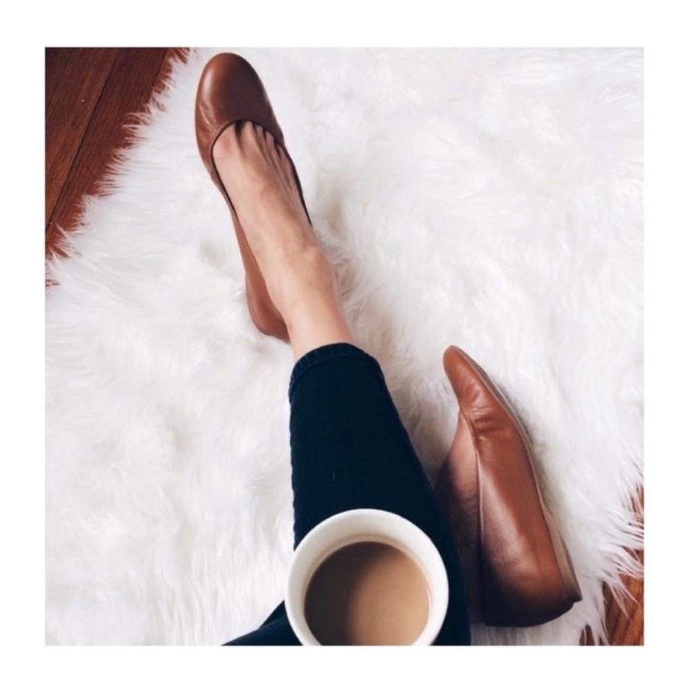Women’s J. Crew Cece Leather Ballet Flats in Burnt Sienna - Size 6